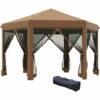 Outsunny 3.2m Pop Up Gazebo Hexagonal Canopy Tent Outdoor W/Sidewalls Brown 2 Outsunny 3.2m Pop Up Gazebo Hexagonal Canopy Tent Outdoor W/Sidewalls Brown -Outsunny store 32170472 1