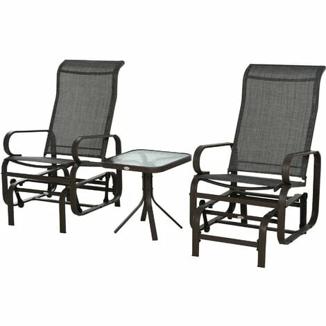 Outsunny 3 Pcs Rocking Chair Gliding Chair Set w/ Table for Patio Garden Brown Outsunny 3 Pcs Rocking Chair Gliding Chair Set W/ Table For Patio Garden Brown -Outsunny store 32197466 1
