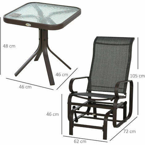 Outsunny 3 Pcs Rocking Chair Gliding Chair Set w/ Table for Patio Garden Brown Outsunny 3 Pcs Rocking Chair Gliding Chair Set W/ Table For Patio Garden Brown -Outsunny store 32197466 2