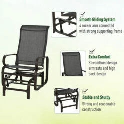 Outsunny 3 Pcs Rocking Chair Gliding Chair Set W/ Table For Patio Garden Brown 6 Outsunny 3 Pcs Rocking Chair Gliding Chair Set W/ Table For Patio Garden Brown -Outsunny store 32197466 5