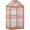 Outsunny 80x47x138cm Wood Cold Frame Greenhouse For Plants PC Board Orange -Outsunny store 32348044 1