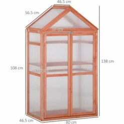 Outsunny 80x47x138cm Wood Cold Frame Greenhouse For Plants PC Board Orange -Outsunny store 32348044 2