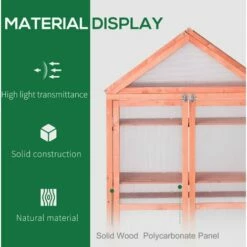 Outsunny 80x47x138cm Wood Cold Frame Greenhouse For Plants PC Board Orange -Outsunny store 32348044 4
