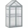 Outsunny 80x47x138cm Wood Cold Frame Greenhouse For Plants PC Board Grey 2 Outsunny 80x47x138cm Wood Cold Frame Greenhouse For Plants PC Board Grey -Outsunny store 32348045 1