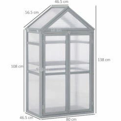 Outsunny 80x47x138cm Wood Cold Frame Greenhouse For Plants PC Board Grey -Outsunny store 32348045 2