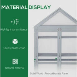 Outsunny 80x47x138cm Wood Cold Frame Greenhouse For Plants PC Board Grey -Outsunny store 32348045 4