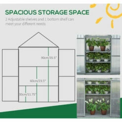Outsunny 80x47x138cm Wood Cold Frame Greenhouse For Plants PC Board Grey -Outsunny store 32348045 5