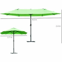 Outsunny 4.6M Garden Patio Umbrella Canopy Parasol Sun Shade W/ Base Green -Outsunny store 32348046 2