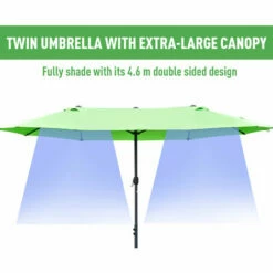 Outsunny 4.6M Garden Patio Umbrella Canopy Parasol Sun Shade W/ Base Green -Outsunny store 32348046 4