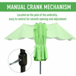 Outsunny 4.6M Garden Patio Umbrella Canopy Parasol Sun Shade W/ Base Green -Outsunny store 32348046 5