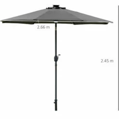 Alternative view of Outsunny 2.7m Garden Parasol Summer Shelter W/ LED Solar Light Crank Tilt Grey