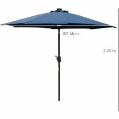 Outsunny 2.7m Garden Parasol Summer Shelter W/ LED Solar Light Crank Tilt Blue 3 Outsunny 2.7m Garden Parasol Summer Shelter W/ LED Solar Light Crank Tilt Blue -Outsunny store 32348049 2