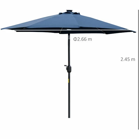 Outsunny 2.7m Garden Parasol Summer Shelter w/ LED Solar Light Crank Tilt Blue Outsunny 2.7m Garden Parasol Summer Shelter W/ LED Solar Light Crank Tilt Blue -Outsunny store 32348049 2