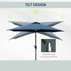 Outsunny 2.7m Garden Parasol Summer Shelter W/ LED Solar Light Crank Tilt Blue 6 Outsunny 2.7m Garden Parasol Summer Shelter W/ LED Solar Light Crank Tilt Blue -Outsunny store 32348049 5