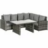 Outsunny 3 PCS Outdoor All Weather Rattan Dining Sets Furniture Backyard Garden -Outsunny store 32348051 1