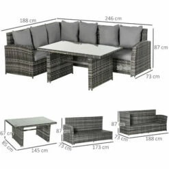 Outsunny 3 PCS Outdoor All Weather Rattan Dining Sets Furniture Backyard Garden 3 Outsunny 3 PCS Outdoor All Weather Rattan Dining Sets Furniture Backyard Garden -Outsunny store 32348051 2