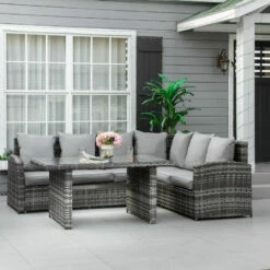Outsunny 3 PCS Outdoor All Weather Rattan Dining Sets Furniture Backyard Garden 4 Outsunny 3 PCS Outdoor All Weather Rattan Dining Sets Furniture Backyard Garden -Outsunny store 32348051 3