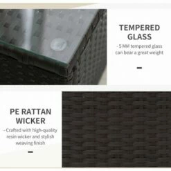 Outsunny Rattan 3PCs Chair Table Bistro Set Patio Set W/ Steel Frame White -Outsunny store 32388011 5