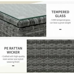 Outsunny Rattan 3PCs Chair Table Bistro Set Patio Set W/ Steel Frame Grey -Outsunny store 32388013 5