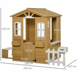 Alternative view of Outsunny Wooden Outdoor Playhouse W/ Door Windows Bench For Kids Children