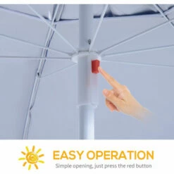 Outsunny Beach Umbrella Sun Shelter 2 In 1 Umbrella UV Protection Steel Blue -Outsunny store 3259303 4