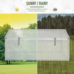 Outsunny Outdoor 2 Level Adjustable Roof Cold Frame Greenhouse Aluminium Frame -Outsunny store 3259305 4