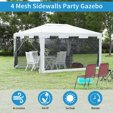 Outsunny 4 x 3m Party Tent Waterproof Garden Gazebo Canopy Wedding Cover Shade Outsunny 4 X 3m Party Tent Waterproof Garden Gazebo Canopy Wedding Cover Shade -Outsunny store 3259309 4