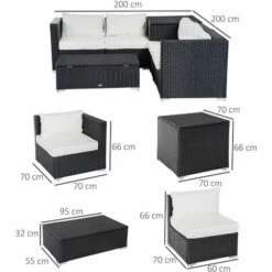 Outsunny 6Pcs Rattan Sofa Set Garden Sectional Garden Wicker Furniture Cushion -Outsunny store 3259312 2
