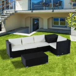 Outsunny 6Pcs Rattan Sofa Set Garden Sectional Garden Wicker Furniture Cushion -Outsunny store 3259312 3