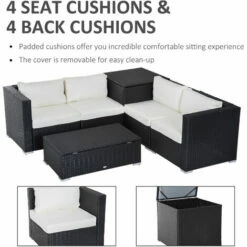 Outsunny 6Pcs Rattan Sofa Set Garden Sectional Garden Wicker Furniture Cushion -Outsunny store 3259312 4