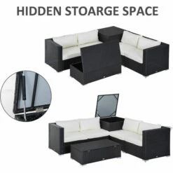 Outsunny 6Pcs Rattan Sofa Set Garden Sectional Garden Wicker Furniture Cushion -Outsunny store 3259312 5