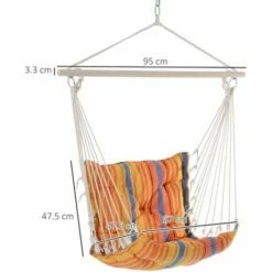 Outsunny Outdoor Hammock Cushioned Chair Patio Swing Seat Cotton Orange Yard -Outsunny store 3259314 2