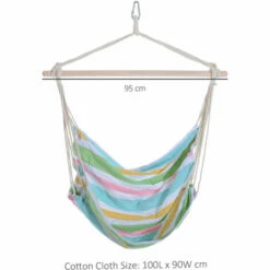Outsunny Garden Hammock Chair Yard Hanging Rope Cotton Cloth W/ Ropes Green -Outsunny store 3259318 2