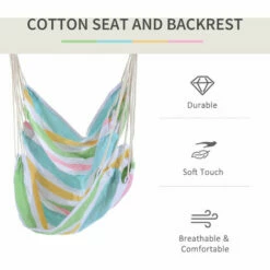 Outsunny Garden Hammock Chair Yard Hanging Rope Cotton Cloth W/ Ropes Green -Outsunny store 3259318 5