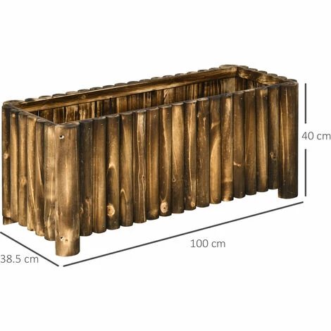 Outsunny Raised Flower Bed Wooden Rectangualr Planter Container Box Wood 4 Feet 4 Outsunny Raised Flower Bed Wooden Rectangualr Planter Container Box Wood 4 Feet - Image 2