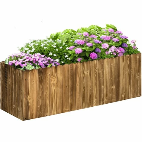 Outsunny Raised Flower Bed Wooden Rectangualr Planter Container Box Garden Wood Outsunny Raised Flower Bed Wooden Rectangualr Planter Container Box Garden Wood -Outsunny store 3259330 1