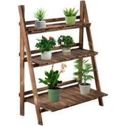 Outsunny Wooden Flower Pot Rack Holder Fold Storage Shelf Stand Vegetable