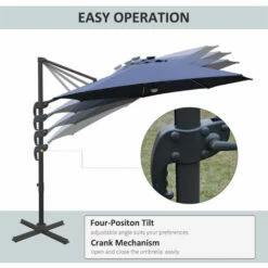 Outsunny 3(m) LED Cantilever Parasol Outdoor With Base Solar Lights Blue 6 Outsunny 3(m) LED Cantilever Parasol Outdoor With Base Solar Lights Blue -Outsunny store 32616608 5
