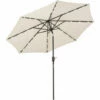 Outsunny Garden Parasol Outdoor Tilt Sun Umbrella LED Light Hand Crank Off-white -Outsunny store 32751539 1