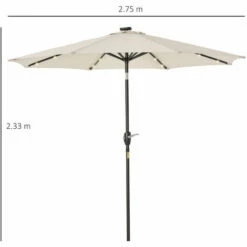Outsunny Garden Parasol Outdoor Tilt Sun Umbrella LED Light Hand Crank Off-white 3 Outsunny Garden Parasol Outdoor Tilt Sun Umbrella LED Light Hand Crank Off-white -Outsunny store 32751539 2
