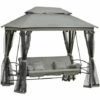 Outsunny 3 Person Canopy Gazebo Swing Outdoor Patio Lounge W/ Mesh Walls, Grey 2 Outsunny 3 Person Canopy Gazebo Swing Outdoor Patio Lounge W/ Mesh Walls, Grey -Outsunny store 32990778 1