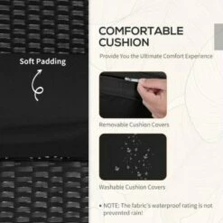 Outsunny 3 Pieces Rattan Patio Bistro Set 2 Chairs Coffee Side Table Set -Outsunny store 3300267 5