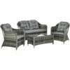 Outsunny 4 PCs Rattan Wicker Sofa Set Outdoor Conservatory Furniture W/ Cushion -Outsunny store 33196555 1