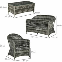 Outsunny 4 PCs Rattan Wicker Sofa Set Outdoor Conservatory Furniture W/ Cushion -Outsunny store 33196555 2