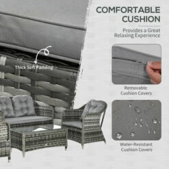 Outsunny 4 PCs Rattan Wicker Sofa Set Outdoor Conservatory Furniture W/ Cushion -Outsunny store 33196555 5