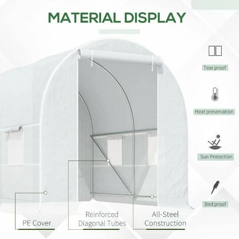 Outsunny Greenhouse Solid Frame Walk-in Garden Grow Large Insect Poly Tunnel Outsunny Greenhouse Solid Frame Walk-in Garden Grow Large Insect Poly Tunnel -Outsunny store 3333784 4