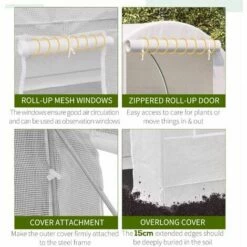 Outsunny Greenhouse Solid Frame Walk-in Garden Grow Large Insect Poly Tunnel 6 Outsunny Greenhouse Solid Frame Walk-in Garden Grow Large Insect Poly Tunnel -Outsunny store 3333784 5