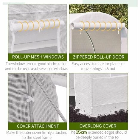 Outsunny Greenhouse Solid Frame Walk-in Garden Grow Large Insect Poly Tunnel Outsunny Greenhouse Solid Frame Walk-in Garden Grow Large Insect Poly Tunnel -Outsunny store 3333784 5