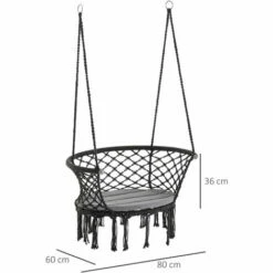 Outsunny Hanging Hammock Chair Macrame Seat For Outdoor Patio Garden Dark Grey -Outsunny store 33361285 2
