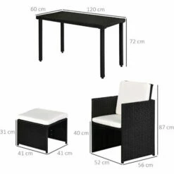 Outsunny 5 Pieces Rattan Garden Furniture Sofa Set W/ Table Chair Footrest Black 3 Outsunny 5 Pieces Rattan Garden Furniture Sofa Set W/ Table Chair Footrest Black -Outsunny store 3361231 2